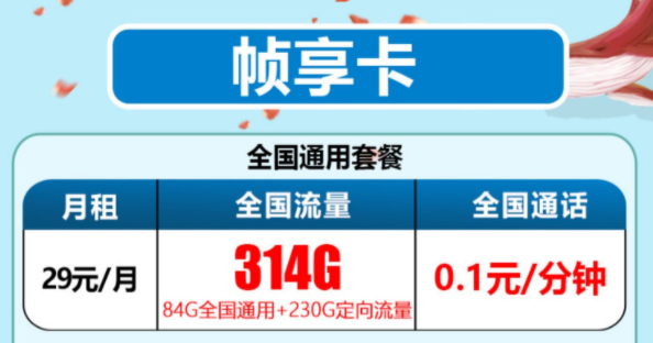 流量卡推薦 300多G大流量不限速幀享卡月租只需29元優惠全國通用