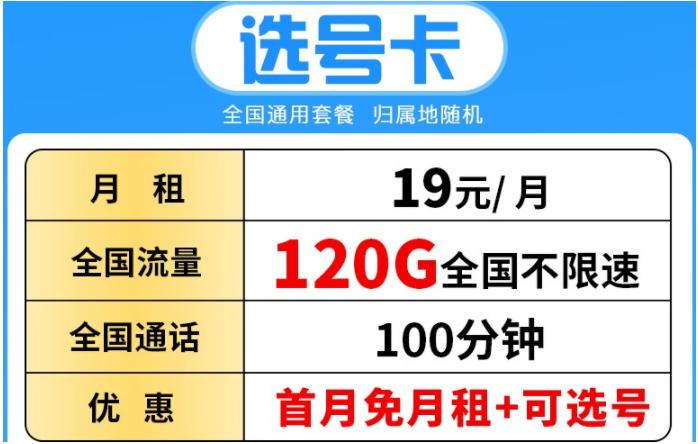 【中國電信選號卡】隨時隨地滿足用網需求 19元120G全國不限速+100分鐘全國通話 通話流量兩不誤