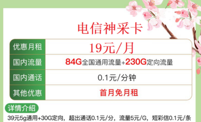 中國電信正規流量卡 【電信神采卡、極致卡】僅需19元首月免費全國通用手機上網卡