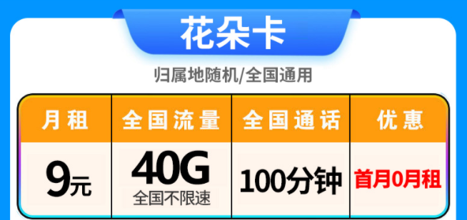 超值優惠套餐低月租大流量手機流量卡 中國電信花朵卡9元流量卡套餐介紹