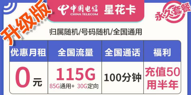 有哪些好用實惠的流量卡套餐？電信星花卡、霜花卡、海興卡|前半年0月租使用