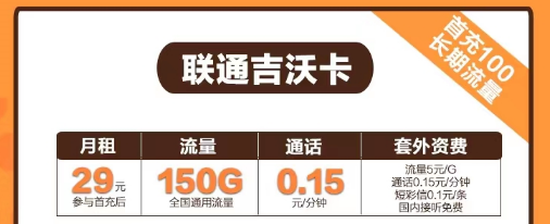 聯通超大流量卡套餐|沃爽卡59元300G通用|聯通29元純通用流量卡|吉沃卡29元150G通用