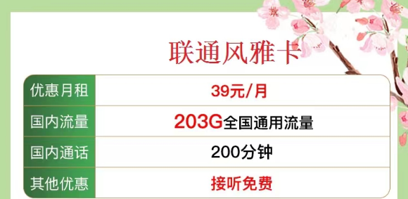 有沒有既有流量又有語言的 聯通流量卡？優享套餐39元風雅卡、33元金兔卡|203G/103G純通用流量|100/200分鐘