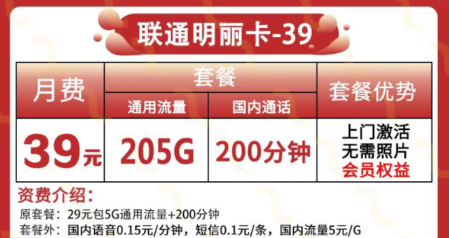 可以領(lǐng)視頻會員的聯(lián)通流量卡又來啦！205G純通用+200分鐘語音+會員|聯(lián)通明麗卡