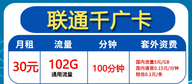 聯通30元102G卡好用嗎？聯通0元2年優惠迎福卡！